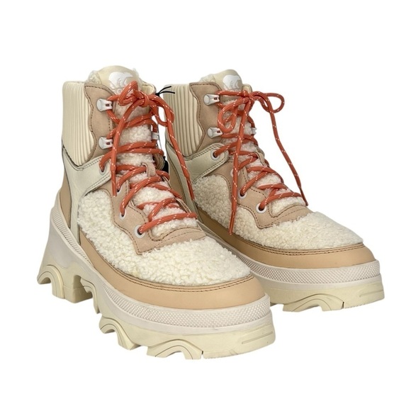 Sorel Brex Cozy Ankle Boots Size 7 Faux Shearling Waterproof Tan Cream New NWT - Picture 1 of 10